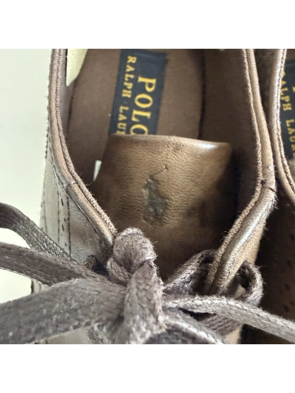 Polo Ralph Lauren Alek Boys Brown Wingtip Oxford Sneakers US 2